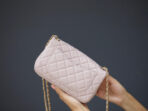 MINI RECTANGLE FLAP BAG 20CM LIGHT PINK LAMBSKIN GOLD HARDWARE - Image 3