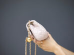 MINI RECTANGLE FLAP BAG 20CM LIGHT PINK LAMBSKIN GOLD HARDWARE - Image 4