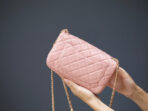 MINI RECTANGLE FLAP BAG 20CM PINK LAMBSKIN GOLD HARDWARE - Image 3