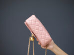 MINI RECTANGLE FLAP BAG 20CM PINK LAMBSKIN GOLD HARDWARE - Image 5