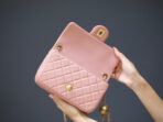 MINI RECTANGLE FLAP BAG 20CM PINK LAMBSKIN GOLD HARDWARE - Image 6