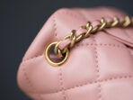 MINI RECTANGLE FLAP BAG 20CM PINK LAMBSKIN GOLD HARDWARE - Image 9