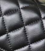 MINI RECTANGLE FLAP BAG TOP HANDLE 20CM BLACK LAMBSKIN SILVER HARDWARE - Image 3