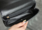 MINI RECTANGLE FLAP BAG TOP HANDLE 20CM BLACK LAMBSKIN SILVER HARDWARE - Image 9