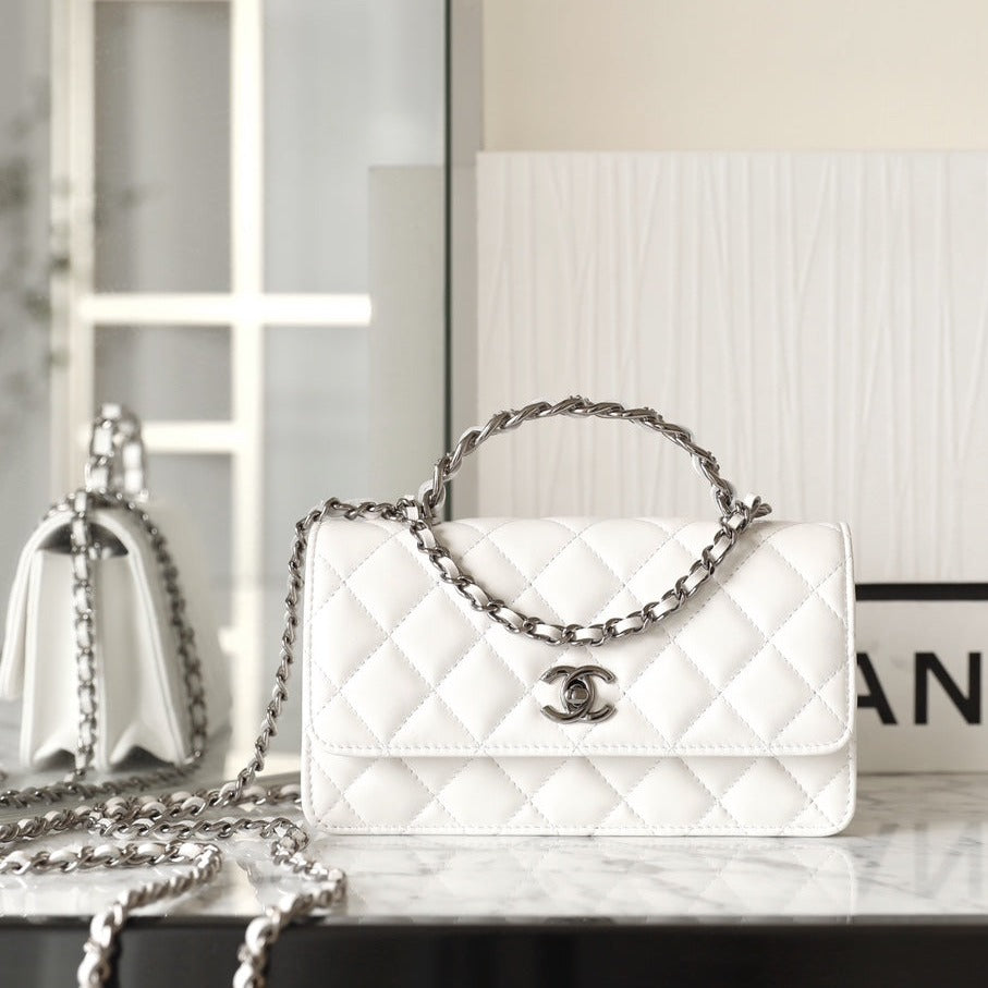 13350824004631082_1800x1800_4d921ace-d855-4520-87c3-807bec40d4cf.jpg CC WOC 18.5 WHITE LAMBSKIN SILVER HARDWARE - Image 1