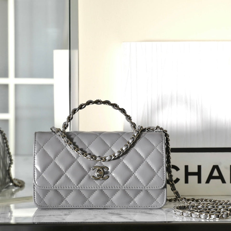 13350824184489906_1800x1800_e1678114-0e94-44c4-b813-4d0090a83d78.jpg CC WOC 18.5 GREY LAMBSKIN SILVER HARDWARE - Image 1