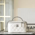 CC VANITY CASE 17 WHITE LAMBSKIN SILVER HARDWARE