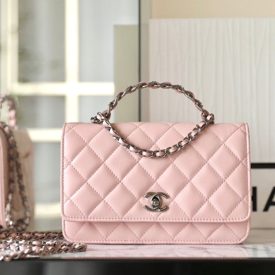 13350828718148899_1800x1800_e438114b-7edf-466e-8c85-be71277d2401.jpg CC WOC 19 PINK LAMBSKIN SILVER HARDWARE - Image 1