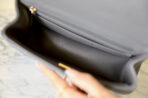 MINI RECTANGLE FLAP BAG TOP HANDLE 20CM GREY LAMBSKIN SILVER HARDWARE - Image 9