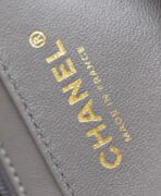 MINI RECTANGLE FLAP BAG TOP HANDLE 20CM GREY LAMBSKIN SILVER HARDWARE - Image 10