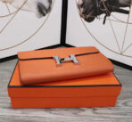HM CLUTCH CONSTANCE 20.5 ORANGE  SILVER HARDWARE - Image 7