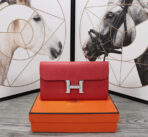 HM CLUTCH CONSTANCE 20.5 RED  SILVER HARDWARE