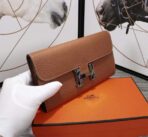 HM CLUTCH CONSTANCE 20.5 BROWN  SILVER HARDWARE - Image 2