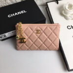 CC CLASSIC SMALL ZIPPED POUCH 15 PALE PINK CALFSKIN GOLD ICON - Image 2