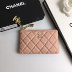 CC CLASSIC SMALL ZIPPED POUCH 15 PALE PINK CALFSKIN GOLD ICON - Image 3
