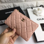 CC CLASSIC SMALL ZIPPED POUCH 15 PALE PINK CALFSKIN GOLD ICON - Image 4