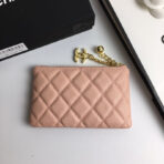 CC CLASSIC SMALL ZIPPED POUCH 15 PALE PINK CALFSKIN GOLD ICON - Image 6