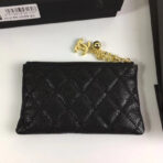 CC CLASSIC SMALL ZIPPED POUCH 15 BLACK CALFSKIN GOLD ICON - Image 7