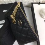 CC CLASSIC SMALL ZIPPED POUCH 15 BLACK CALFSKIN GOLD ICON - Image 5