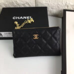 CC CLASSIC SMALL ZIPPED POUCH 15 BLACK CALFSKIN GOLD ICON - Image 3
