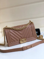 CC MEDIUM 25 BOY BAG IN ASH BROWN LAMBSKIN SILVER HARDWARE - Image 3