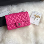 CC 20 CLASSIC SMALL DOUBLE FLAP BAG IN DEEP PINK CALFSKIN - Image 3