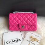 CC 20 CLASSIC SMALL DOUBLE FLAP BAG IN DEEP PINK CALFSKIN - Image 2