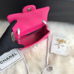 CC 20 CLASSIC SMALL DOUBLE FLAP BAG IN DEEP PINK CALFSKIN - Image 8