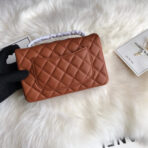 CC 20 CLASSIC SMALL DOUBLE FLAP BAG IN CARAMEL BROWN CALFSKIN - Image 4