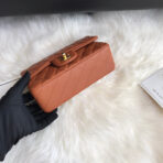 CC 20 CLASSIC SMALL DOUBLE FLAP BAG IN CARAMEL BROWN CALFSKIN - Image 9
