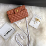 CC 20 CLASSIC SMALL DOUBLE FLAP BAG IN CARAMEL BROWN CALFSKIN - Image 5