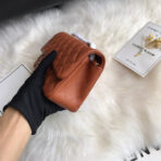 CC 20 CLASSIC SMALL DOUBLE FLAP BAG IN CARAMEL BROWN CALFSKIN - Image 8