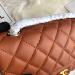 CC 20 CLASSIC SMALL DOUBLE FLAP BAG IN CARAMEL BROWN CALFSKIN - Image 7