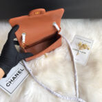 CC 20 CLASSIC SMALL DOUBLE FLAP BAG IN CARAMEL BROWN CALFSKIN - Image 10