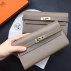 HERM Kelly Classic Long Wallet In Cedar