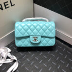 CC 20 CLASSIC SMALL DOUBLE FLAP BAG IN LIGHT BLUE CALFSKIN - Image 2