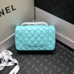 CC 20 CLASSIC SMALL DOUBLE FLAP BAG IN LIGHT BLUE CALFSKIN - Image 3