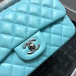 CC 20 CLASSIC SMALL DOUBLE FLAP BAG IN LIGHT BLUE CALFSKIN - Image 7