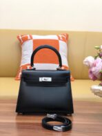KELLY MINI 20 BAG IN BLACK SMOOTH  WITH SILVER HARDWARE - Image 2