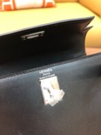 KELLY MINI 20 BAG IN BLACK SMOOTH  WITH SILVER HARDWARE - Image 6