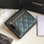 CC FLAP CARD HOLDER 11.5 BLACK GRAINED CALFSKIN WITH GOLD ICON - Image 9