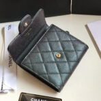 CC FLAP CARD HOLDER 11.5 BLACK GRAINED CALFSKIN WITH GOLD ICON - Image 8