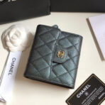 CC FLAP CARD HOLDER 11.5 BLACK GRAINED CALFSKIN WITH GOLD ICON - Image 3