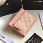CC FLAP CARD HOLDER 11.5 PALE PINK GRAINED CALFSKIN GOLD ICON - Image 9