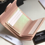 CC FLAP CARD HOLDER 11.5 PALE PINK GRAINED CALFSKIN GOLD ICON - Image 5