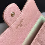 CC FLAP CARD HOLDER 11.5 PALE PINK GRAINED CALFSKIN GOLD ICON - Image 8