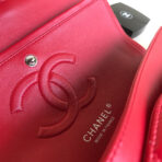 FLAP BAG MEDIUM 25CM RED LAMBSKIN SILVER HARDWARE - Image 3
