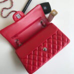 FLAP BAG MEDIUM 25CM RED LAMBSKIN SILVER HARDWARE - Image 5