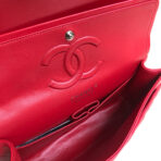 FLAP BAG MEDIUM 25CM RED LAMBSKIN SILVER HARDWARE - Image 7