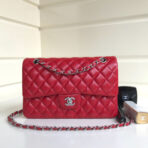 FLAP BAG MEDIUM 25CM RED LAMBSKIN SILVER HARDWARE - Image 2